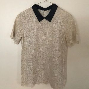 Madewell short-sleeve lace blouse, size small